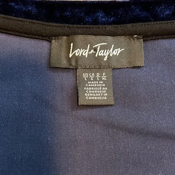 NWT Lord and Taylor : Blue Crushed Velvet Blouse - L - Picture 7 of 9